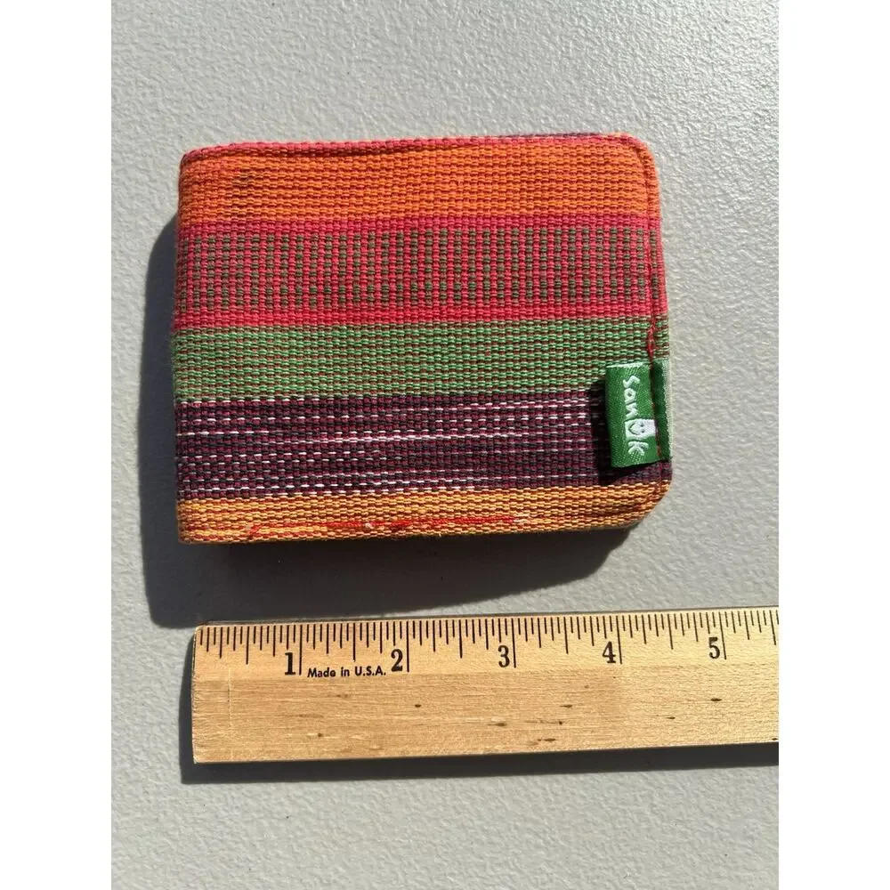 Sanuk Men’s Y2K Hemp Striped Bi-fold Wallet Boho Hippie 90s Natural Unisex